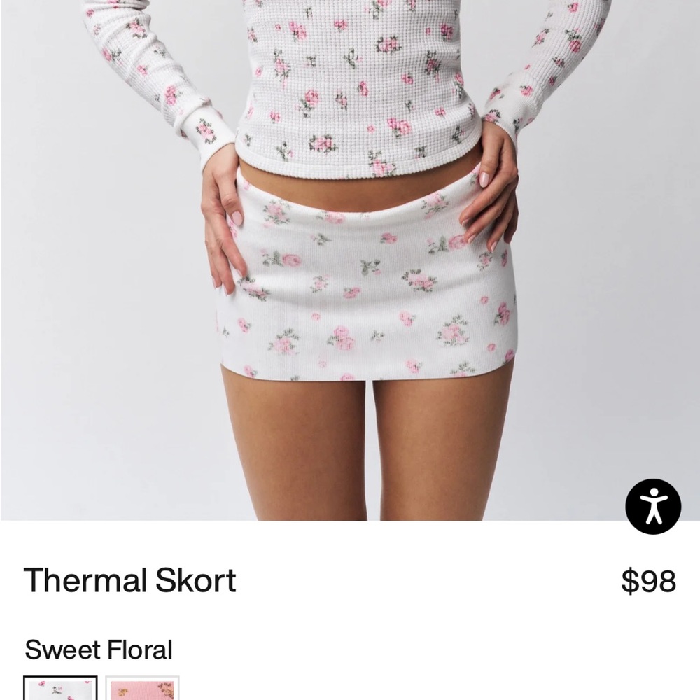 Guizio Floral Mini Skirt - Cream and Pink